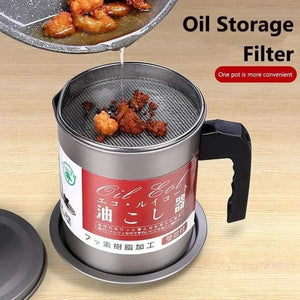 Premium 1.4L Cooking Oil Filter Pot | Reusable Stainless Steel Oil Strainer & Storage Container for Kitchen