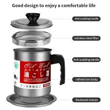 Premium 1.4L Cooking Oil Filter Pot | Reusable Stainless Steel Oil Strainer & Storage Container for Kitchen