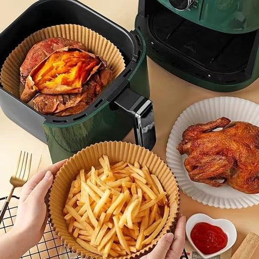 Premium Pack of 50 Air Fryer Liners | Disposable Parchment Paper Baking Cups for Air Fryer | Non-Stick Cooking & Baking Liners