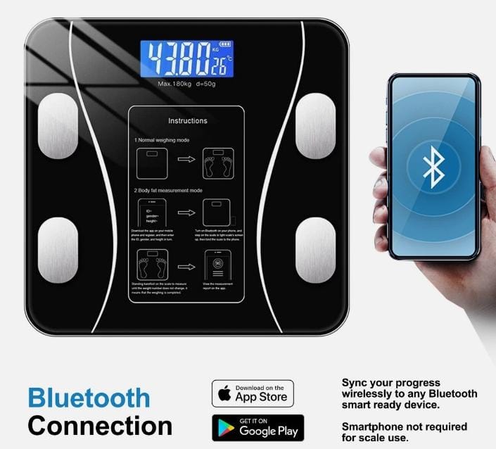 Digital Smart Bluetooth Body Weight & BMI Scale – Body Composition Analyzer with Smartphone App