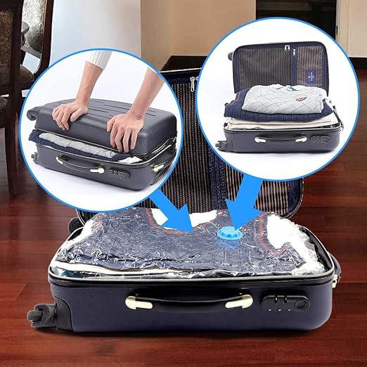 Premium 5-Piece Vacuum Storage Bags with Hand Pump | Space-Saving Compression Bags for Travel, Clothing & Household Organization