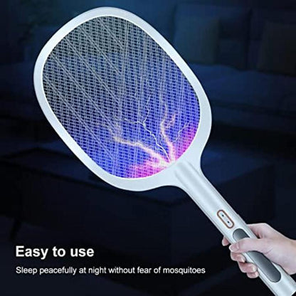 Premium USB Rechargeable Mosquito Racket with Stand | Electric Insect Killer Swatter Bat for Indoor & Outdoor Use