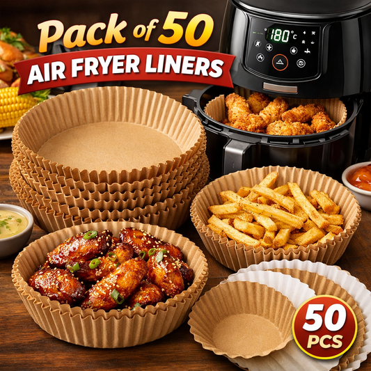 Premium Pack of 50 Air Fryer Liners | Disposable Parchment Paper Baking Cups for Air Fryer | Non-Stick Cooking & Baking Liners