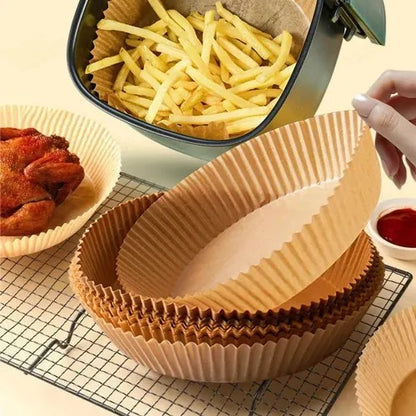 Premium Pack of 50 Air Fryer Liners | Disposable Parchment Paper Baking Cups for Air Fryer | Non-Stick Cooking & Baking Liners