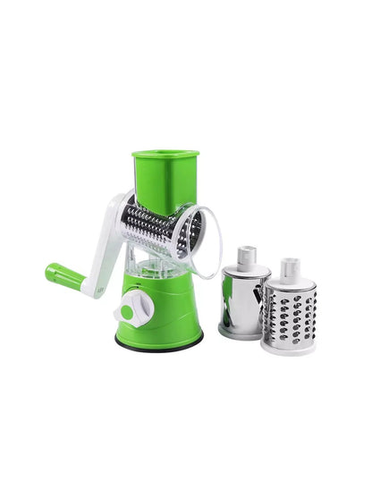Premium Manual Vegetable Drum Cutter & Slicer | Multifunctional Rotary Kitchen Grater with Interchangeable Cutting Drums