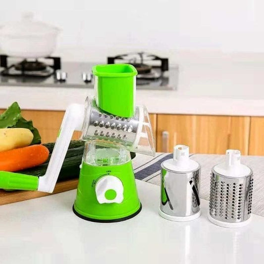 Premium Manual Vegetable Drum Cutter & Slicer | Multifunctional Rotary Kitchen Grater with Interchangeable Cutting Drums