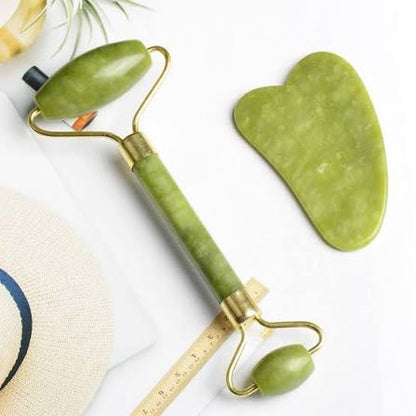 Premium Jade Roller & Gua Sha Stone Set | Facial Massage Roller for Skincare & Beauty | Natural Stone Skin Care Tool