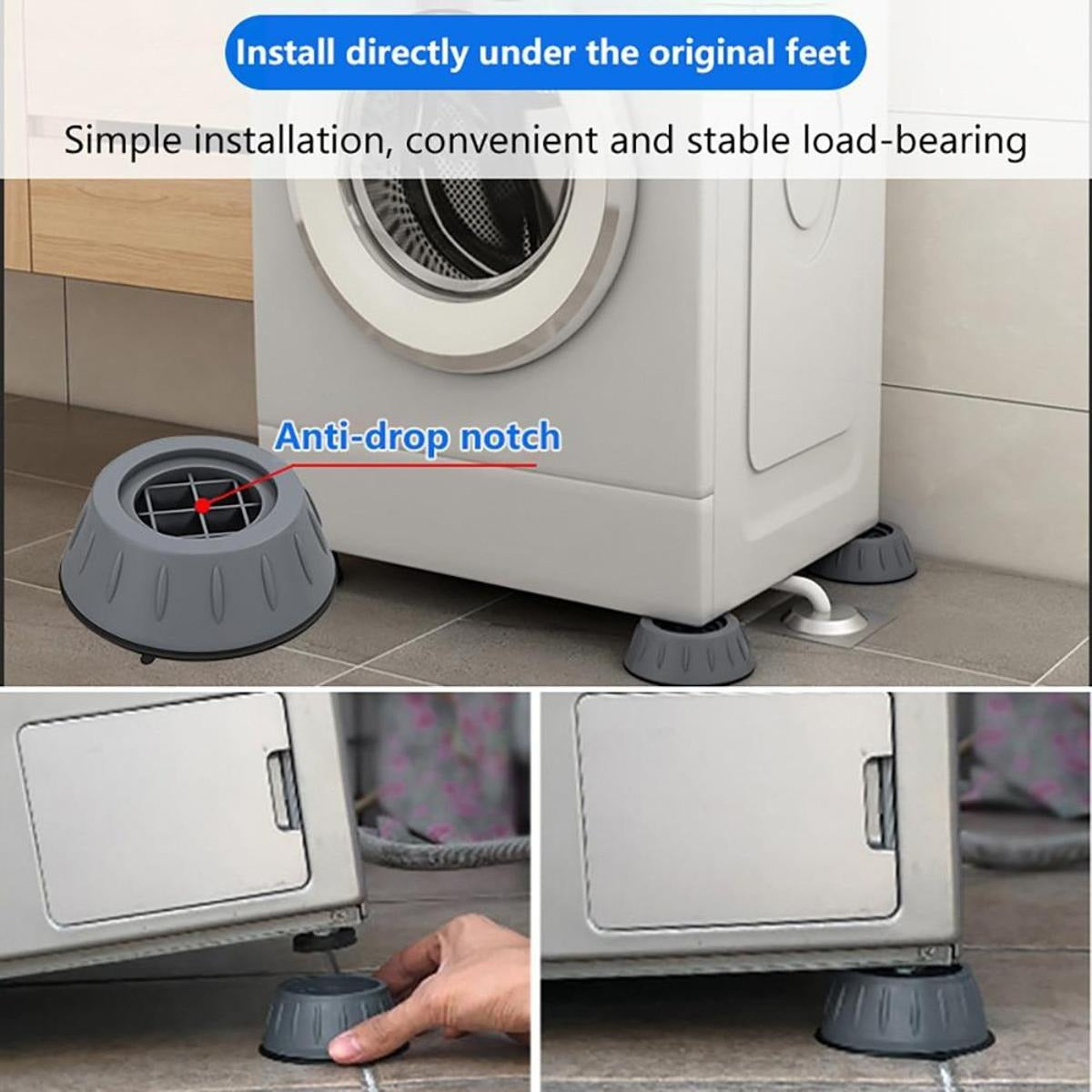 Washing Machine Anti-Vibration Pads – Set of 4 Non-Slip Shock Absorbing Floor Protectors