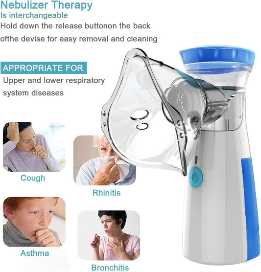 Portable Mesh Nebulizer | Quiet Low-Power Personal Inhaler for Respiratory Care | Compact & Easy-to-Use Nebulizer