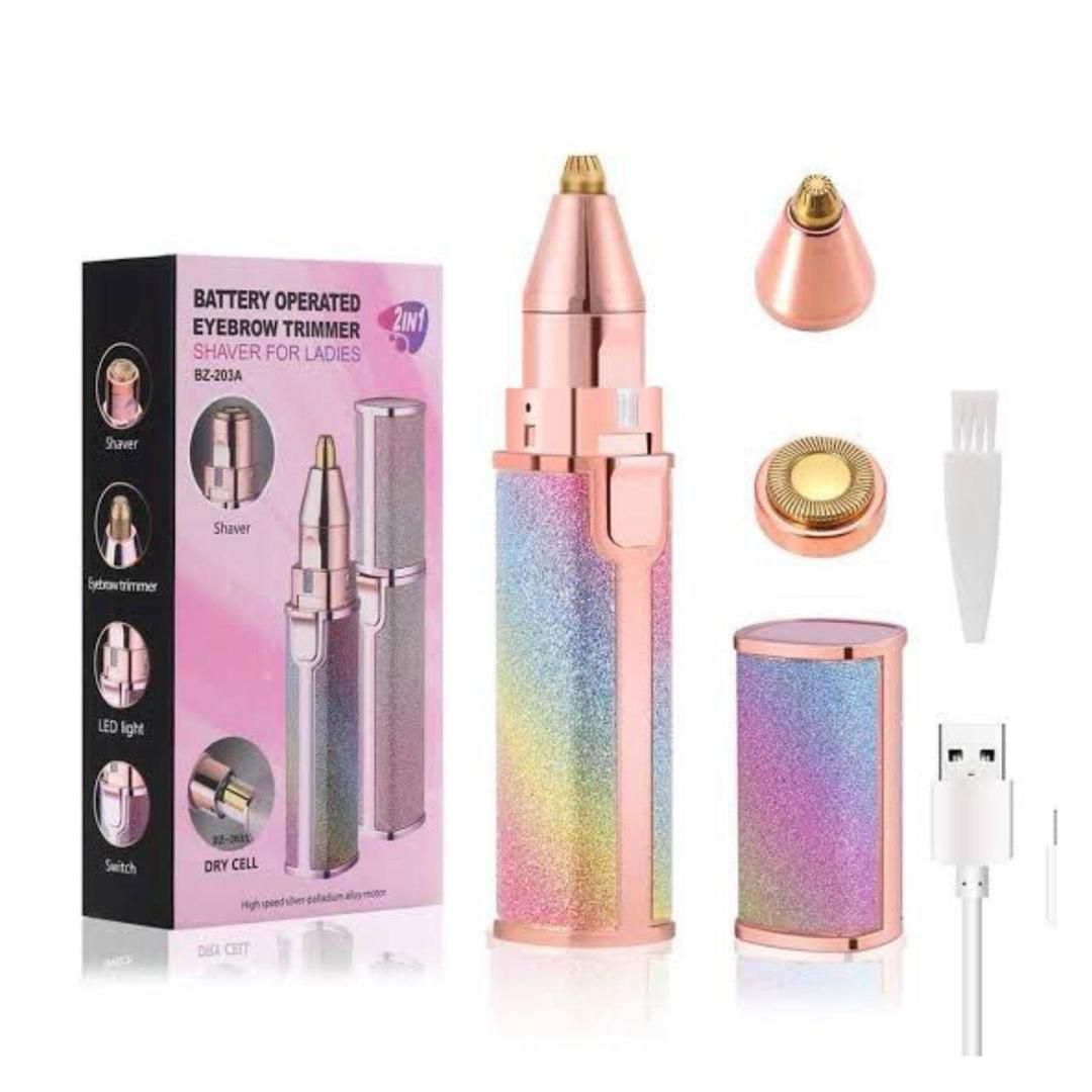 2-in-1 Eyebrow Trimmer & Facial Hair Remover – Portable Electric Beauty Grooming Device